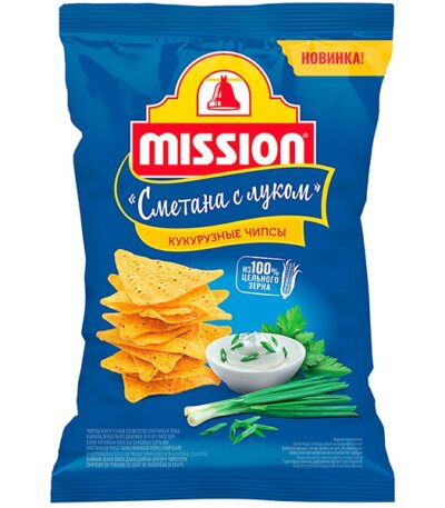 Чипсы кукурузные Mission со вкусом Сметаны и лука 90 г