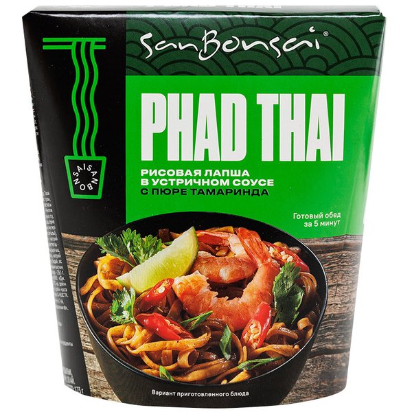 SanBonsai Лапша рисовая Phad Thai в устричном соусе с пюре тамаринда 123 г