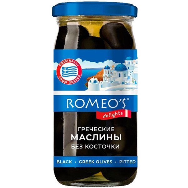 Romeo's Delights Маслины греческие «Гигант» без косточки 340 мл