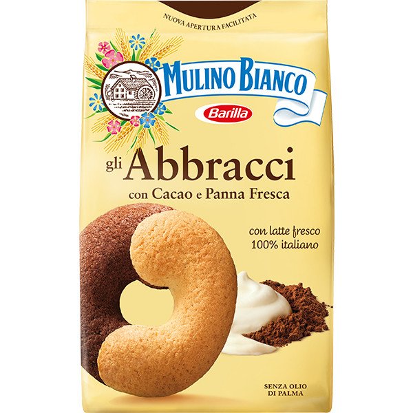 Печенье Mulino Bianco Abbracchi (сдобное «Аббраччи») с какао и сливками 350 г