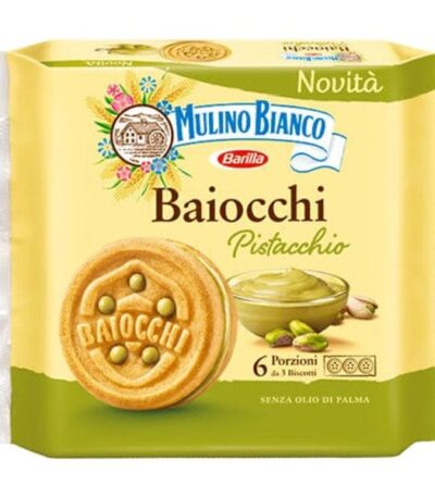 Печенье Mulino Bianco Baiocchi (сахарное «Байокки») с фисташковой начинкой 168 г