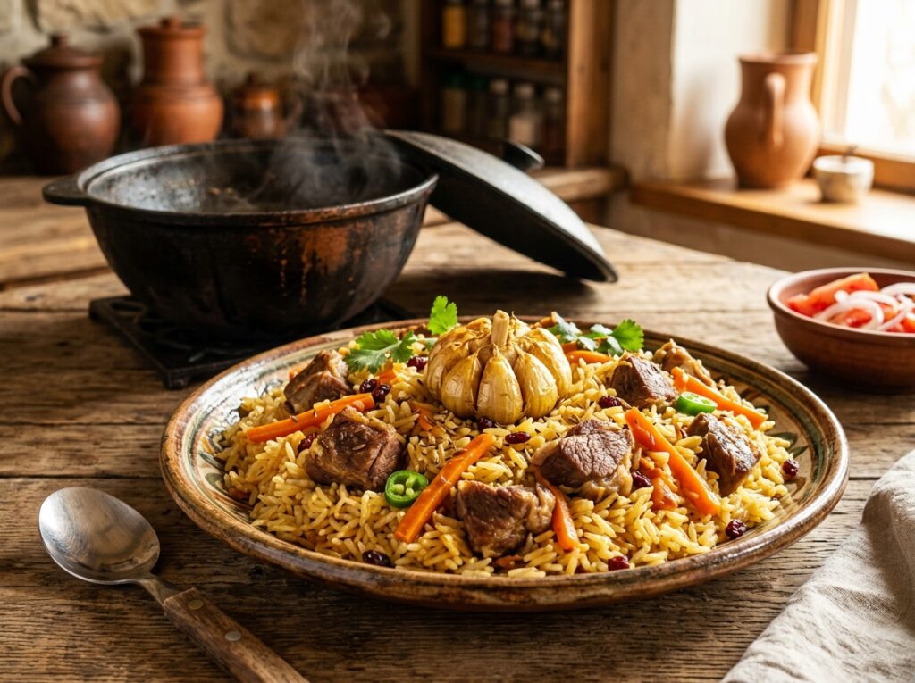 Плов с бараньей лопаткой