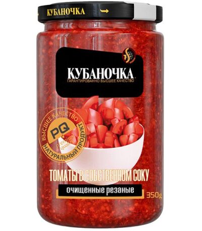 Томаты очищенные резаные в собственном соку «Кубаночка» 350 г